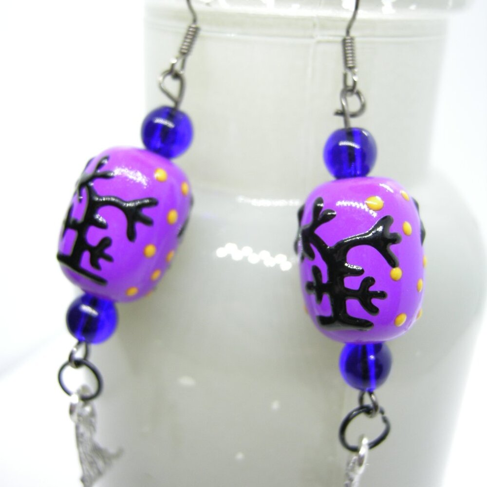 Spooky Trees lampwork earrings - purple, green or mix & match - Picture 13 of 13